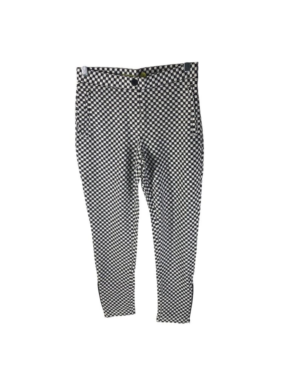 Betabrand Skinny Pencil Dress Yoga Pant Catstooth Cat Print Black White S Long